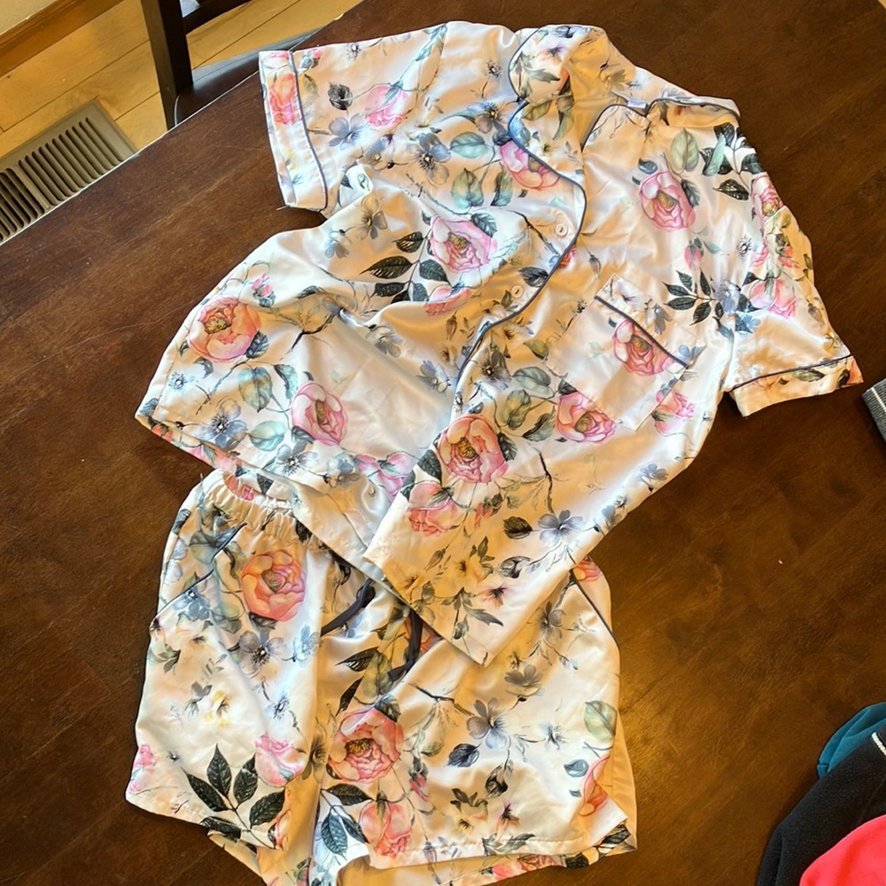 Satin cottage core PJ set